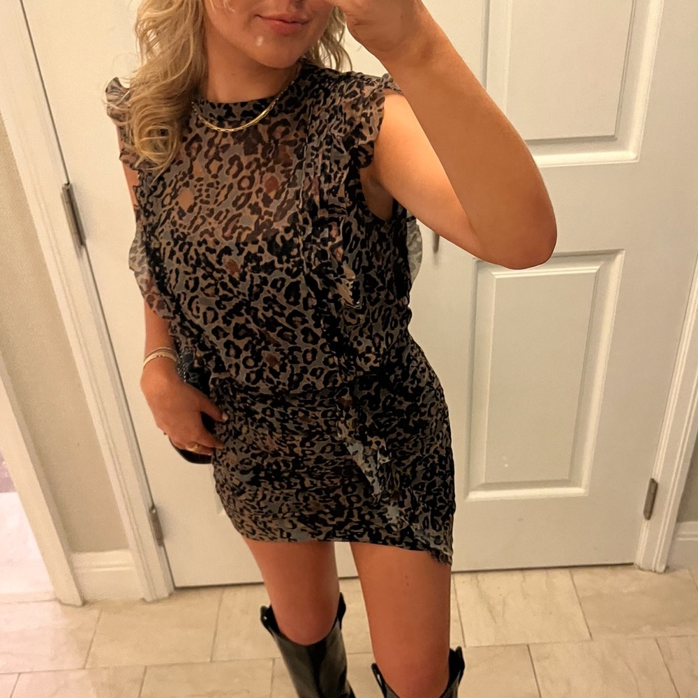 AllSaints Khaki Green Hali Mini Dress